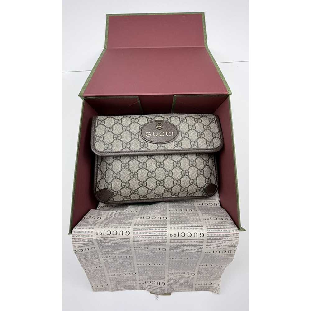 Gucci Neo Vintage GG Supreme Belt Bag Fanny Pack Beige Brown Web Strap Auth Box - Picture 12 of 15